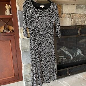 Coldwater Creek Black and White Leaf Pattern Dress